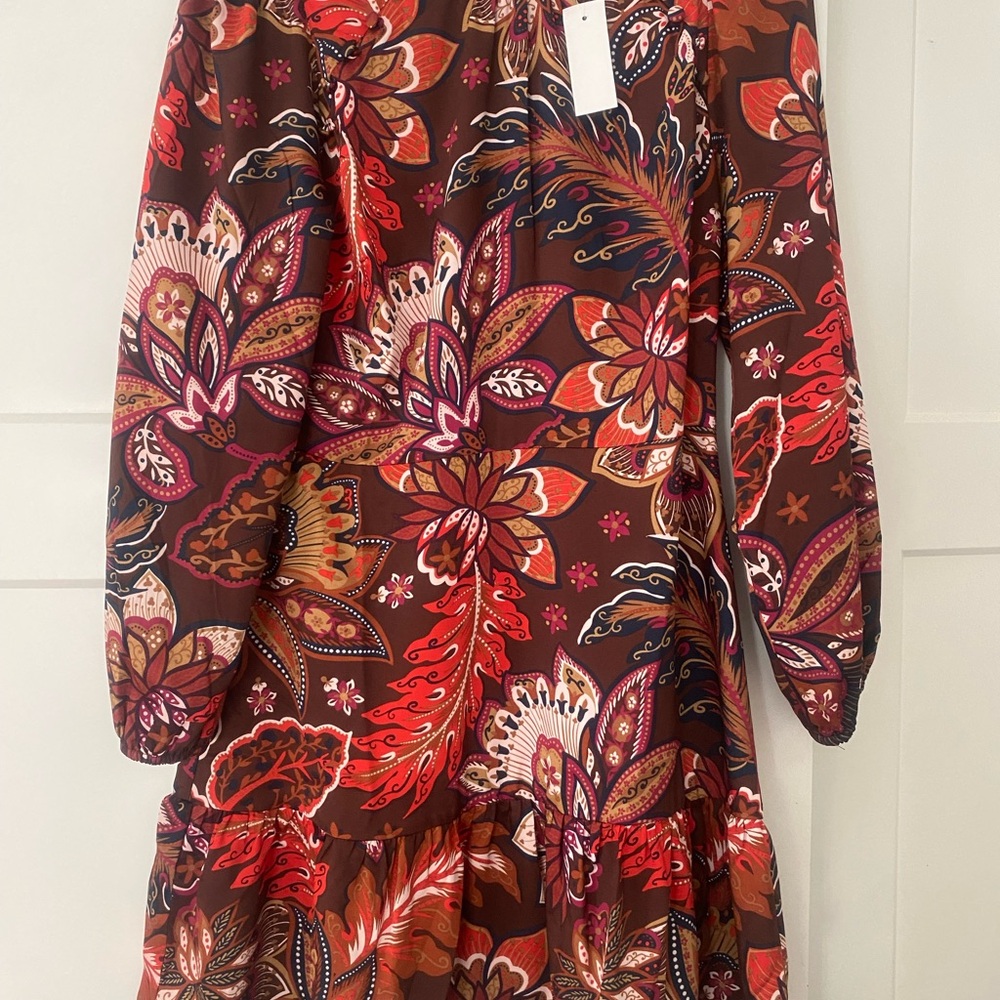 LOFT Multicolor Paisley Long Sleeve Dress